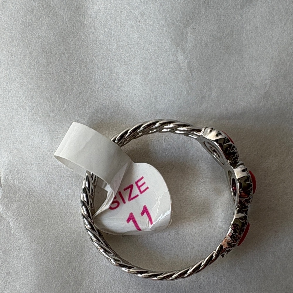 Silver Ring with Red Accents - Picture 2 of 3